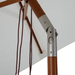 Outsunny Sonnenschirm, Knickbarer Gartenschirm, Strandschirm, 3-stufig Einstellbar, Holz+Polyester, Creme, 200 X 150 X 230 Cm -Deutschland Garten Zier Verkaufs-Shop 5dbbbb78c1ff5dacc6fd7d7a3e0bb79a