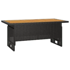 VidaXL Gartentisch Schwarz 100x50x43/63 Cm Akazienholz & Poly Rattan