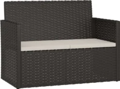 VidaXL Gartenbank Mit Kissen Schwarz 105 Cm Poly Rattan