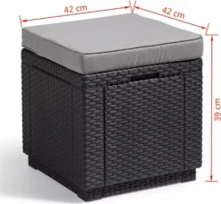 Allibert Cube Sitzhocker H 39 X B 42 X T 42 Cm, Mit Stauraum, Graphitgrau -Deutschland Garten Zier Verkaufs-Shop 5e190da132618a5088de45fd66b95644