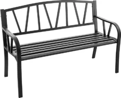 COSTWAY Gartenbank Metall, 2-Sitzer Sitzbank, Parkbank Bis 300kg Belastbar, Terrassenbank Für Garten, Balkon Und Terrasse, 128 X 57 X 86 Cm