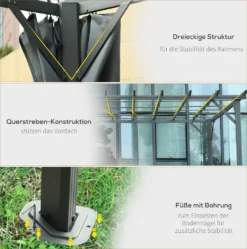 Outsunny Pergola-Pavillon Mit Einstellbarem Stoffdach Witterungsbeständig Wasserabweisend Sonnenschutz Polyester Stahl Grau 3,6 X 3 X 2,27 M -Deutschland Garten Zier Verkaufs-Shop 5e5f0bf87a64bf903d43f59649944001