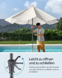 SONGMICS Sonnenschirm 300 Cm, UPF 50+, Beidseitig Um 30° Knickbar, Sonnenschutz, Mit Kurbel Zum Öffnen/Schließen, Beige GPU30BE -Deutschland Garten Zier Verkaufs-Shop 5ee0b1cbfed60ae975d47b4fd9be61ef