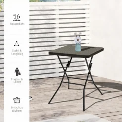 Outsunny Gartentisch Klappbar Falttisch Klapptisch Klappbar Beistelltisch Balkontisch Picknicktisch Campingtisch Kunststoff Metall Braun 60 X 60 X 74 Cm -Deutschland Garten Zier Verkaufs-Shop 5fa65b51bd0d0f87d822b4e7ac8e04ec