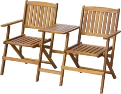 VidaXL Gartenbank Klappbar Mit Teetisch 140 Cm Massivholz Akazie