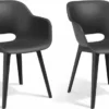 Allibert By Keter Gartensessel Akola, Graphit, 2er Set, Kunststoff, Maße: 56.7 X 55.8 X 80.1 Cm, Stapelbar, Wetterfest, Outdoor