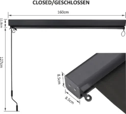 Mucola Senkrechtmarkise 160x250 Cm Markise Seitenmarkise Anthrazit Windschutz -Deutschland Garten Zier Verkaufs-Shop 60721cd161d926f873ca08cd5333e24c