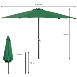Wohaga® Sonnenschirm 'Sydney' Ø3xH2,5m Grün -Deutschland Garten Zier Verkaufs-Shop 61e0af934770e9938cc4ba34c8ab87ac