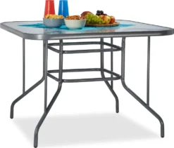 Relaxdays Gartentisch Mit Glasplatte STRUK