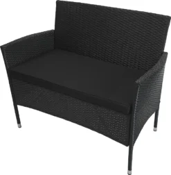 KMH® Polyrattan Bank *Holme* Schwarz