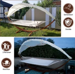 Wolketon Hängematte Hängematten Mit Gestell Und Sonnendach Hammock Aus Wetterfestem Lärchenholz Bis 200kg Stabhängematte Für 2 Personen Outdoor Und Indoor -Deutschland Garten Zier Verkaufs-Shop 64e616dafa7ee935ffb25c729b22021d 1