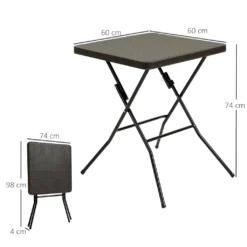 Outsunny Gartentisch Klappbar Falttisch Klapptisch Klappbar Beistelltisch Balkontisch Picknicktisch Campingtisch Kunststoff Metall Braun 60 X 60 X 74 Cm -Deutschland Garten Zier Verkaufs-Shop 64ffcd8252ad91603aa19e95f6b66f08