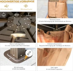 Outsunny Gartenpavillon Partyzelt 4 X Doppel-Seitenwänden Laternenhaken Alu + Polyester Bronze+Hellbraun Ca. 3 X 3 X 2,5 M -Deutschland Garten Zier Verkaufs-Shop 6503b629754db525c880ccd61a883dab
