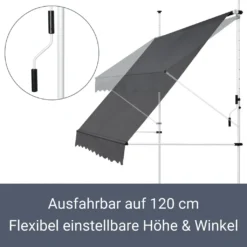 Juskys Klemmmarkise 250 X 120 Cm Mit Handkurbel - Markise Ohne Bohren - Höhenverstellbar, UV-beständig & Wasserabweisend - Balkonmarkise Balkon Grau -Deutschland Garten Zier Verkaufs-Shop 6543dba56527c6592a407d8b6f05a159