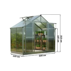 GFP Gewächshaus Topas 2 Aus Alu 225x133 Cm Ca. 8 Mm Doppelstegplatten Mit Fundamentrahmen, Automatischer Fensteröffner - Austria -Deutschland Garten Zier Verkaufs-Shop 654e1fe69c88677eec67c63049345432