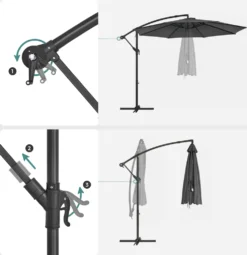 SONGMICS Sonnenschirm, Ø 300 Cm, Mit Ständer, Sonnenschutz UV-Schutz UPF 50+, Mit Kurbel Zum Öffnen Und Schließen, Grau GPU116G01 -Deutschland Garten Zier Verkaufs-Shop 654e8c0f7d3d2d425f583221de0a770a