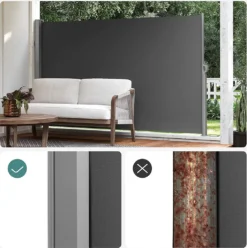 SONGMICS Seitenmarkise, Sichtschutz, 160 X 400 Cm, Ausziehbar，Markise, Aus 220 G/m² Polyester,Blickdicht, Seitenrollo, Für Balkon, Terrasse, Garten, Anthrazit GSA564G01 -Deutschland Garten Zier Verkaufs-Shop 655b4242cfb705b74e25b5b5f283e6d2 1