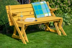 Dobar Praktische 2 In 1 Kombination Aus Tisch Und BankHolz, Sitzgarnitur Garten, Helle Lasur, 138 X 144 X 77 Cm -Deutschland Garten Zier Verkaufs-Shop 65b7d880aecf4a4841950dc653ad6e0f