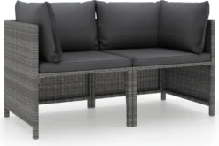 VidaXL 2-Sitzer-Gartensofa Mit Polstern Grau Poly Rattan