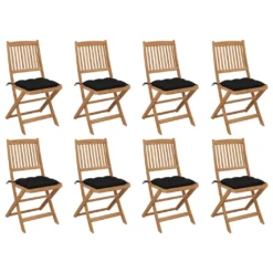 VidaXL Klappbare Gartenstühle Mit Kissen 8 Stk. Massivholz Akazie