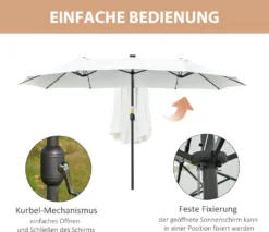 Outsunny Sonnenschirm Mit LED Solar 4,5m Doppelsonnenschirm Gartenschirm Marktschirm Terrassenschirm Oval Schwarz+Cremeweiß -Deutschland Garten Zier Verkaufs-Shop 686aec750b3bf1998a21108781eae7af