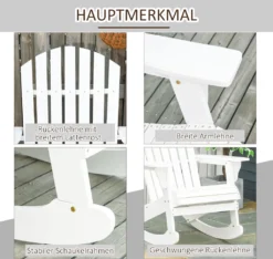 Outsunny Adirondack Gartenstuhl Schaukelstuhl Schaukelsessel Gartensessel Gartenmöbel Balkonstuhl Weiß 77 X 94 X 97 Cm -Deutschland Garten Zier Verkaufs-Shop 68b042f1cd95e57fd4bd81eb97f634e3