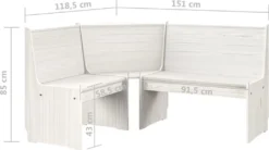 VidaXL Eckbank 151 Cm Weiß Massivholz Kiefer -Deutschland Garten Zier Verkaufs-Shop 68d28b0077091a024f608fb725d20b7a