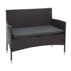 Poly-Rattan Garnitur HWC-F55, Balkon-/Garten-/Lounge-Set Sofa Sitzgruppe Braun, Kissen Dunkelgrau -Deutschland Garten Zier Verkaufs-Shop 68dd1be423d176eab78994557787f8da