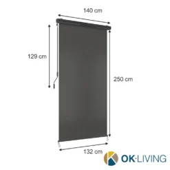 OK-Living Senkrechtmarkise Sonnenschutzrollo Seitenmarkise Anthrazit 250x140 Cm -Deutschland Garten Zier Verkaufs-Shop 69446c45711ac702527283aee559560d