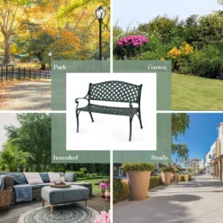 COSTWAY Gartenbank Parkbank Gusseisen, Eisenbank Belastbar Bis 210kg, Ruhebank Gartenmöbel, Sitzbank Stahlrahmen, Metallbank Mit Rückenlehnen 102x62x83cm -Deutschland Garten Zier Verkaufs-Shop 69623c0627f80e8d959c4e5499f6c6ac