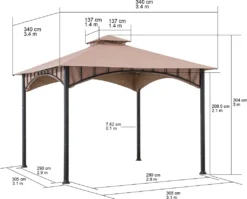 Sunjoy Gazebo LAURO - 340cm X 340cm -Deutschland Garten Zier Verkaufs-Shop 697cb613384e97ac2232c5b52e57103a