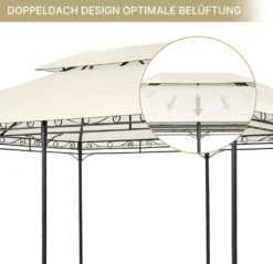 Mondeer Gartenpavillon 3x4m Premium Pavillon Seitenwänden Mit Reißverschlüssen Metallrahmen Stabil 180g/m² Dachplane Wasserdicht Luxus Modern Stil, Beige -Deutschland Garten Zier Verkaufs-Shop 69879fb6ebbaa300e99726a869dd922d
