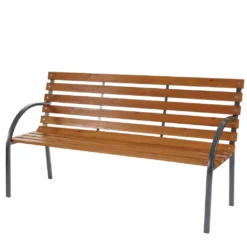 Gartenbank Leoben, Parkbank Holzbank Sitzbank, 150cm Natur Lackiert