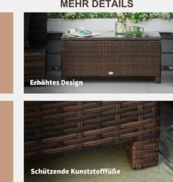 Outsunny Garten Beistelltisch, Couchtisch, Gartentisch, Balkontisch, Polyrattan, Braun, 85 X 50 X 39 Cm -Deutschland Garten Zier Verkaufs-Shop 69c2ee3d2edc67c0b58ef2fb8b5ae2e9