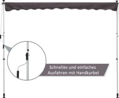 Outsunny Markise Gelenkarmmarkise Klemmmarkise 0°-90° Einstellbar 1,7-2,8 M Höhenverstellbar Sonnenschutz Faltarm Handkurbel Balkon Alu Grau 200 X 150 Cm -Deutschland Garten Zier Verkaufs-Shop 6ade6ebff4dc639cc883387d0a4b70d6