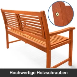 Deuba Gartenbank Bologna 2-Sitzer L 120 X T 60 X H 90 Cm,Eukalyptusholz, Bis 320 Kg Belastbar, Naturbelassen -Deutschland Garten Zier Verkaufs-Shop 6bbd22e0357e531b4193e58dfecf0ecf