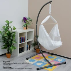 DuneDesign Babyhängematte Baby-Feder-Wiege Mit Spreizstab Befestigungsset | 100% Baumwolle Naturstoff | Kinderhängematte Hängewiege | Babyschaukel In Weiß | Balstbarkeit Max. 15KG -Deutschland Garten Zier Verkaufs-Shop 6bde05216220a130a974142791e16054