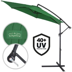 Kingsleeve Sonnenschirm Mit Ständer 330cm Groß UV Schutz 40+ Kurbel Neigbar Alu Wasserabweisend Windfest Ampelschirm Garten Terrasse Balkon 3,3m, Farbe:grün -Deutschland Garten Zier Verkaufs-Shop 6c48a0ff1b49c08513600c9466552fa9