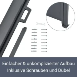 Juskys Seitenmarkise Dubai 500 X 200 Cm Ausziehbar Blickdicht, Sichtschutz Windschutz Für Balkon & Terrasse, Seitenrollo Wandhalterung - Anthrazit -Deutschland Garten Zier Verkaufs-Shop 6ce77e466e53c053e435f978a042372e