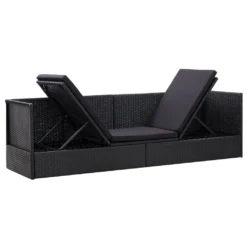VidaXL Garten-Sofabett Mit Kissen Poly Rattan Schwarz -Deutschland Garten Zier Verkaufs-Shop 6d6bbfafaad2450186d9ca9c44d4d7d4