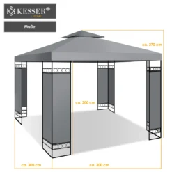 KESSER® - Pavillon 3x3m Wasserabweisend UV-Schutz 50+ Metall Gestell Partyzelt Gartenzelt Luxus Gartenpavillon 9m² Festzelt, Farbe:Grau -Deutschland Garten Zier Verkaufs-Shop 6d93f369e22b7327e6962c8d540de782