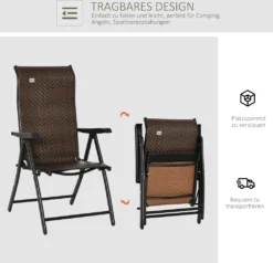 Outsunny Polyrattan Gartenstuhl Klappbar Rückenlehne 7 Stufige Verstellbar Klappstuhl Mit Armlehne Für Garten Balkon Und Terrasse Braun+Schwarz 58 X 71 X 111 Cm -Deutschland Garten Zier Verkaufs-Shop 6d941a41b7e3710b652e5308074a2246