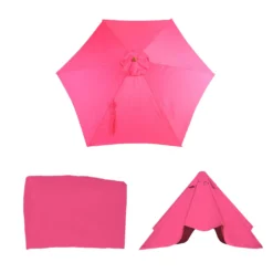 Ersatz-Bezug Für Sonnenschirm Florida, Sonnenschirmbezug Ersatzbezug, Ø 3m Polyester 6 Streben Pink