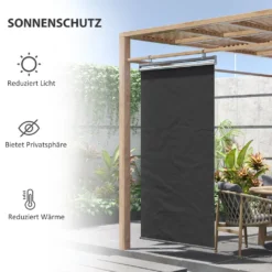 Outsunny Senkrechtmarkise Balkonsichtschutz Mit Sonnenschutz, 124 X 222cm Balkonrollo Mit Haken, Sichtschutz Für Pavillon, Pergola, Polyester, Dunkelgrau -Deutschland Garten Zier Verkaufs-Shop 6fa56d4f2a02df55b24cc9739caff816