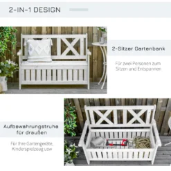 Outsunny Sitzbank Mit Stauraum 2-Sitzer Gartentruhe Truhenbank Kissentruhe Aufbewahrung Weiß 115 X 61 X 85 Cm 12 Outsunny Sitzbank Mit Stauraum 2-Sitzer Gartentruhe Truhenbank Kissentruhe Aufbewahrung Weiß 115 X 61 X 85 Cm -Deutschland Garten Zier Verkaufs-Shop 70c4a5c1a438671d49d47000c2d09af9