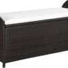 VidaXL Truhenbank Mit Polster 138 Cm Poly Rattan Braun