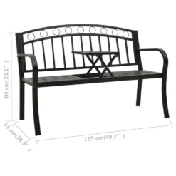 VidaXL Gartenbank Mit 1 Tisch 125 Cm Stahl Schwarz -Deutschland Garten Zier Verkaufs-Shop 711155312d561b0517c0c368f0eaf32d