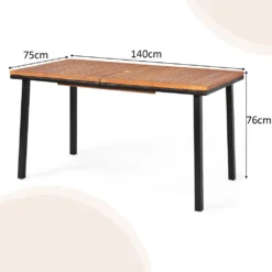 COSTWAY Gartentisch Esstisch Mit Schirmloch, Terrassentisch Akazienholz, Holztisch Rechteckig Metallrahmen Für 6-8 Personen 140x75x76cm -Deutschland Garten Zier Verkaufs-Shop 71cfc18afa1a773be7cb677c25e75b9f