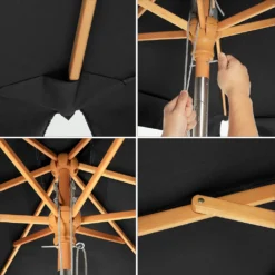 SONGMICS 200 × 125 Cm Holz-Sonnenschirm, Marktschirm, UV-Schutz UPF 50+, Gartenschirm, Terrassenschirm, Sonnenschutz, Ohne Ständer Grau GPU26GY -Deutschland Garten Zier Verkaufs-Shop 732df6a1ea9a11c60d77cb092be079d9