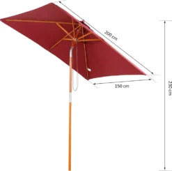 Outsunny Sonnenschirm, Knickbarer Gartenschirm, Strandschirm, 3-stufig Einstellbar, Holz+Polyester, Weinrot, 200 X 150 X 230 Cm -Deutschland Garten Zier Verkaufs-Shop 733506d7e77378a264445ca2200e89d2